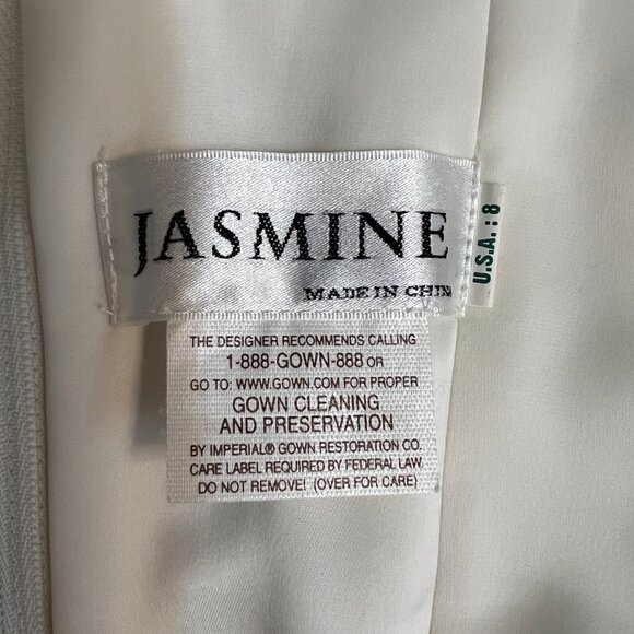 Jasmine Bridal Wedding Dress Size 8 Ivory Strapless Gown Beaded Embroidered Zip - Picture 8 of 15